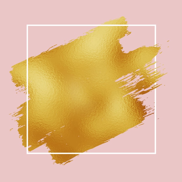 Vector gratuito trazo de pincel de hoja de oro sobre fondo rosa con borde blanco