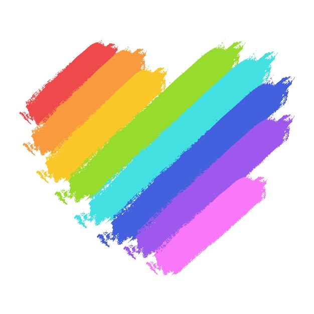 Trazos de pincel de corazón de arco iris LGBT