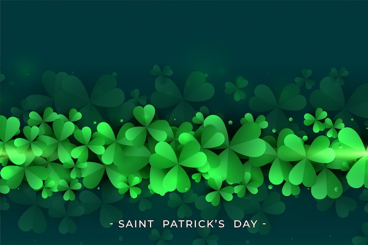 Vector gratuito trébol verde del día de san patricio sale del fondo