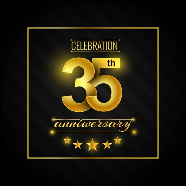 Vector gratuito treinta y cinco aniversario con números dorados