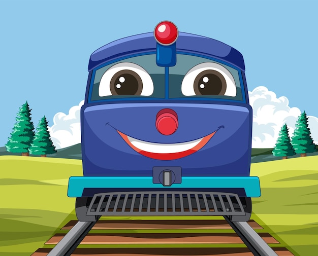 Vector gratuito tren de dibujos animados alegre sobre las vías