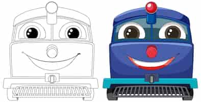 Vector gratuito trenes de dibujos animados alegres uno al lado del otro