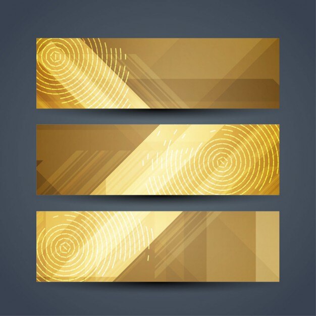 Tres banners abstractos con círculos