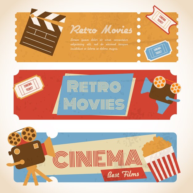 Tres banners de cine retro