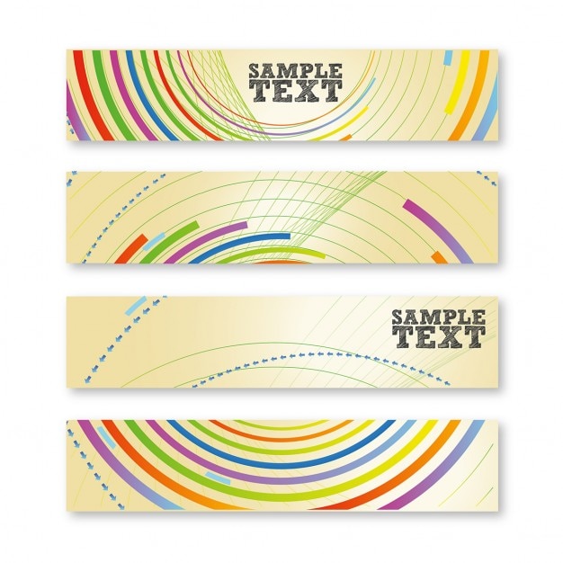 Vector gratuito tres banners con círculos de colores