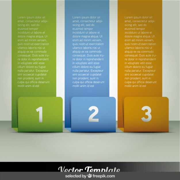 Vector gratuito tres banners de colores infografía