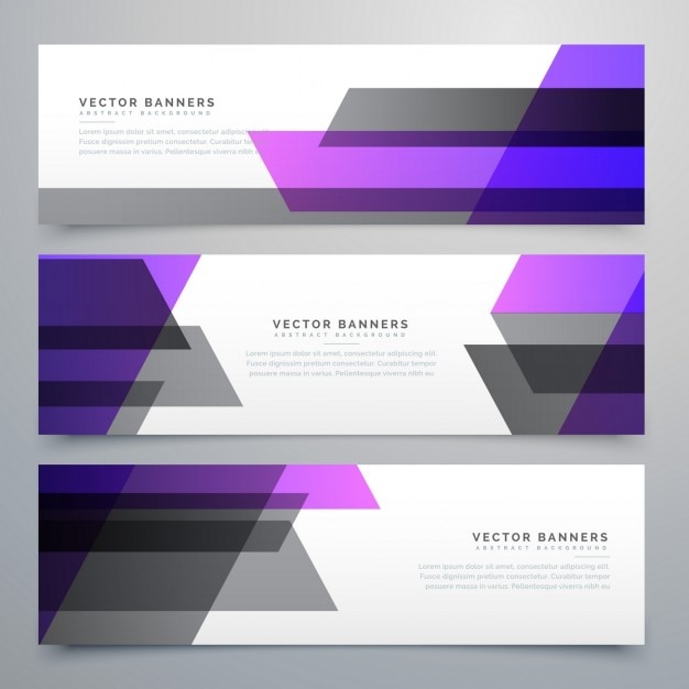 Tres banners, estilo geométrico