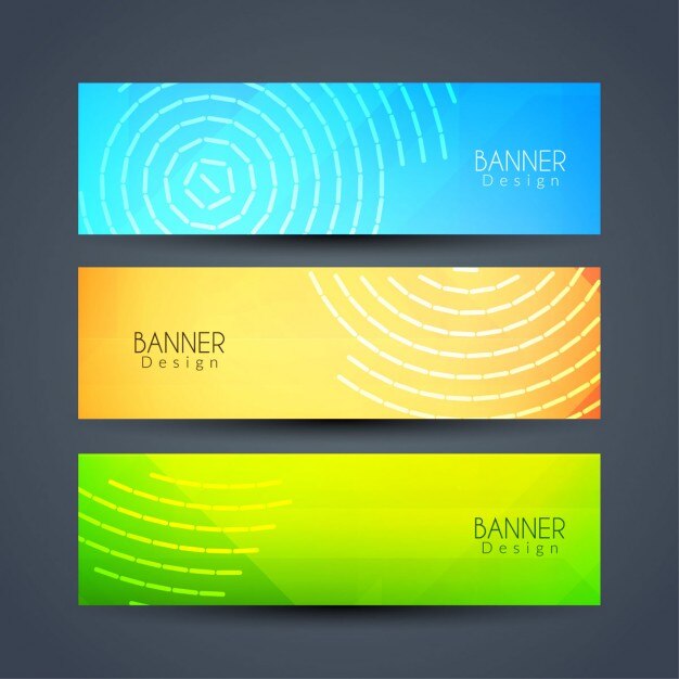 Tres banners, formas circulares