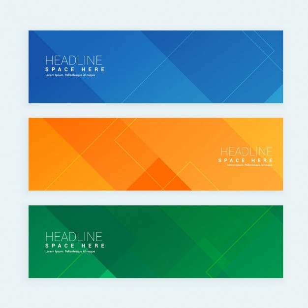 Vector gratuito tres banners geométricos de colores