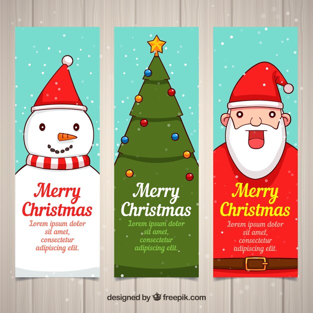 Tres banners graciosos de navidad