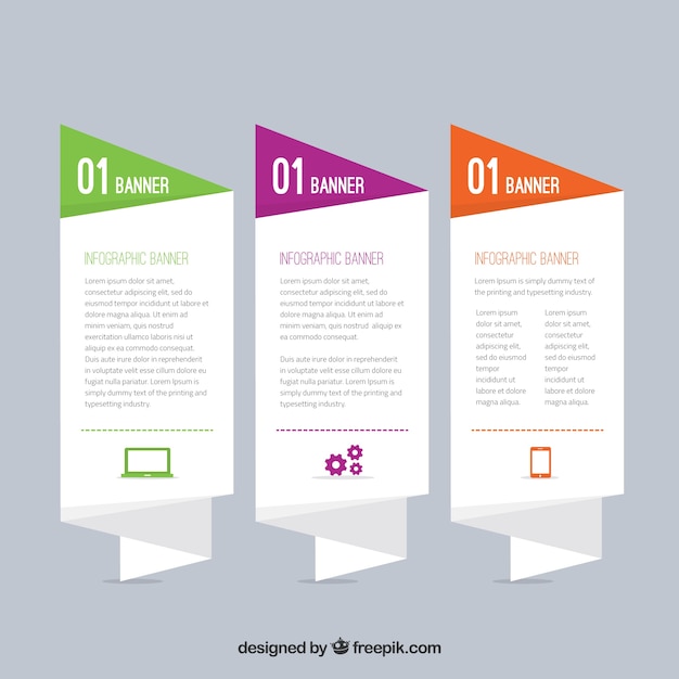 Vector gratuito tres banners para infografías