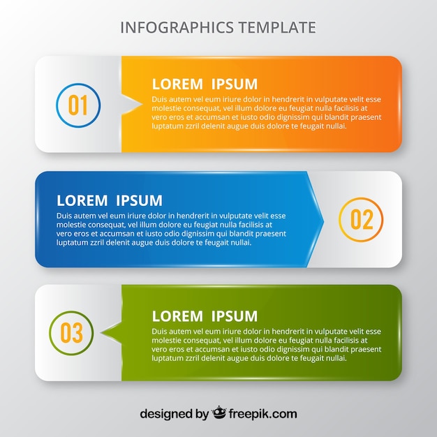 Tres banners infográficos de colores