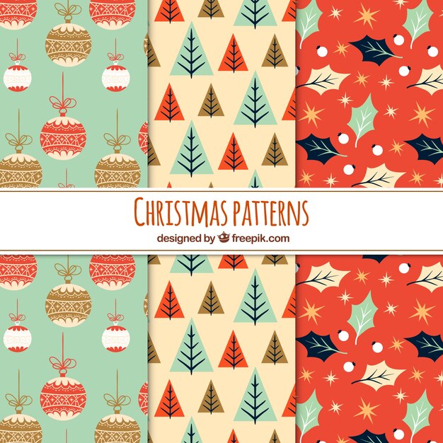 Tres bonitos patrones de navidad en estilo vintage