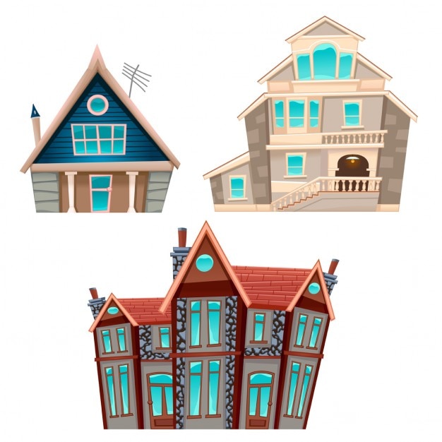 Vector gratuito tres casas cartoon