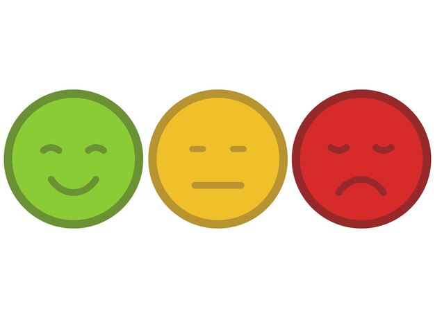 Tres Comentarios Emoji Feliz Triste Medio Estilo De Dibujos Animados
