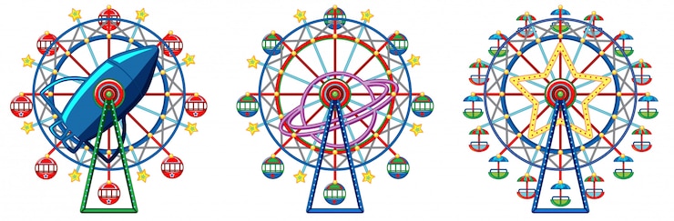 Vector gratuito tres diseños de norias