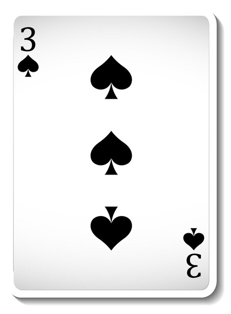 Tres de espadas naipe aislado