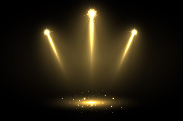 Tres focos de enfoque brillantes apuntando hacia el centro