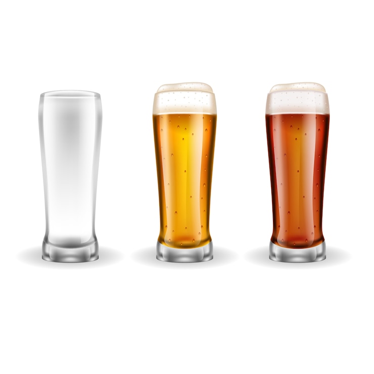 Vector gratuito tres gafas transparentes de lager