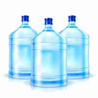 Vector gratuito tres grandes botellas con agua limpia aislado