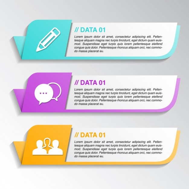 Tres lindos banners con opciones para una infografía