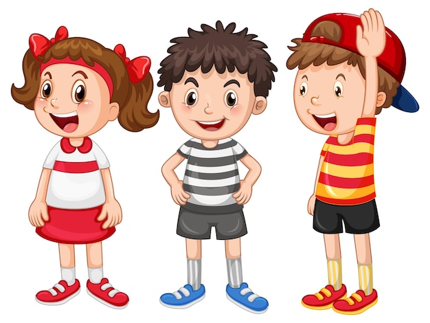 Tres niños felices de pie