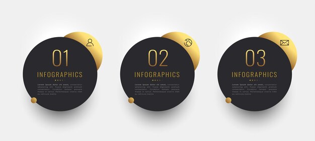 Tres pasos empresariales esenciales para un banner infográfico profesional