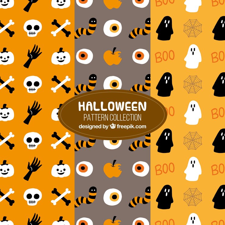 Vector gratuito tres patrones para halloween