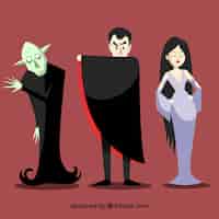 Vector gratuito tres personajes de vampiros
