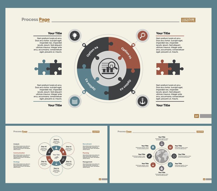 Vector gratuito tres plantillas de diapositivas logísticas