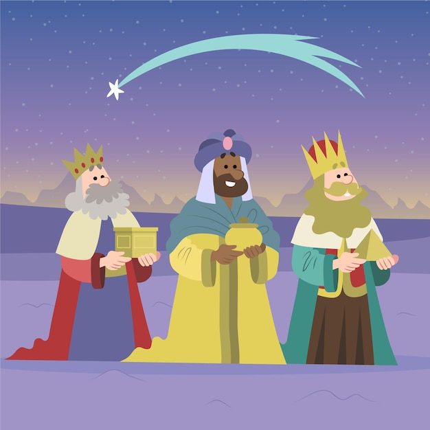 Vector gratuito tres reyes magos dibujados a mano