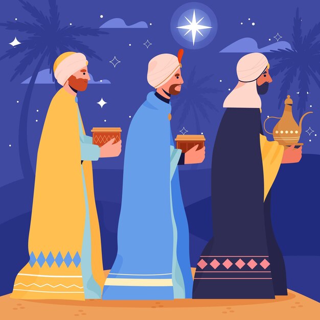 Tres reyes magos dibujados a mano