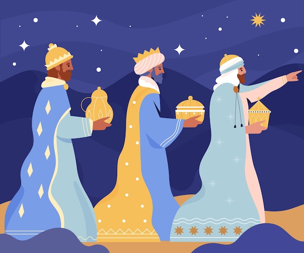 Tres reyes magos dibujados a mano