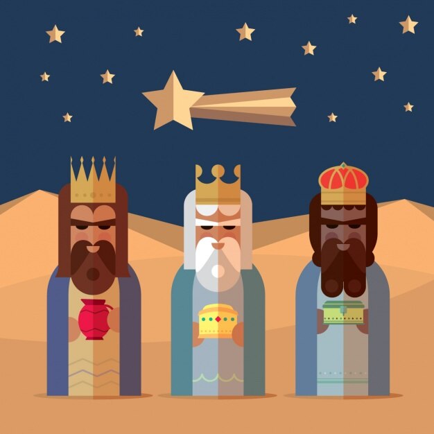 Tres reyes magos con un estilo flat