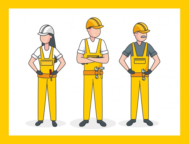 Tres trabajadores, ilustración