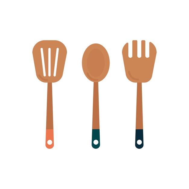 Tres utensilios de cocina de madera gráfico