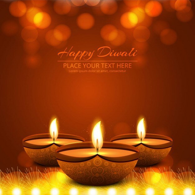 Tres velas sobre un cálido fondo para diwali