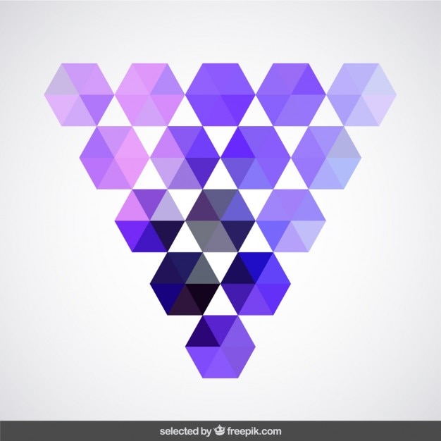 Vector gratuito triángulo hecho con hexágonos de color púrpura