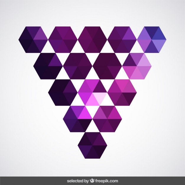 Vector gratuito triángulo hecho con hexágonos de color púrpura