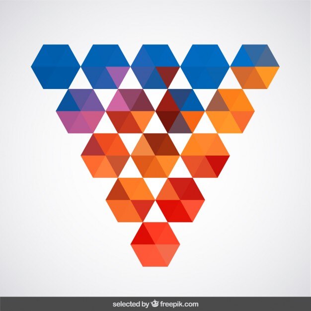 Triángulo hecho con hexágonos