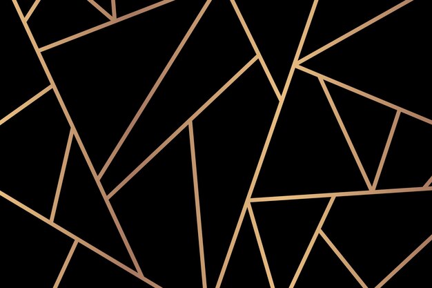 Triángulo patrón geométrico oro fondo negro
