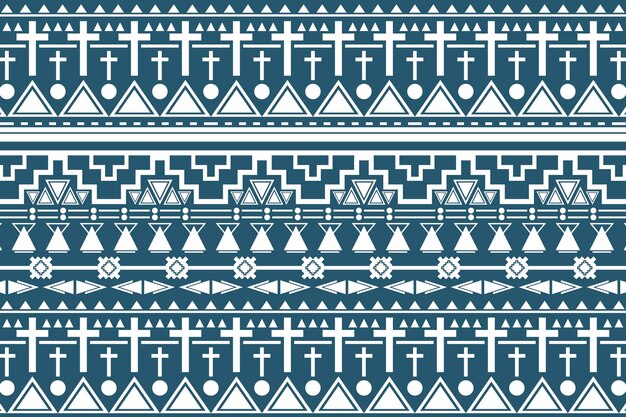 Tribal de patrones sin fisuras, vector de fondo azul