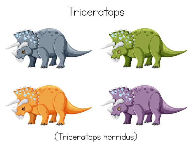 Triceratops en cuatro colores
