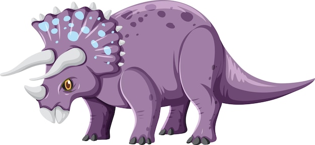 Vector gratuito triceratops dinosaurio sobre fondo blanco.