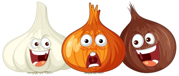 El trío de verduras de dibujos animados divertidos