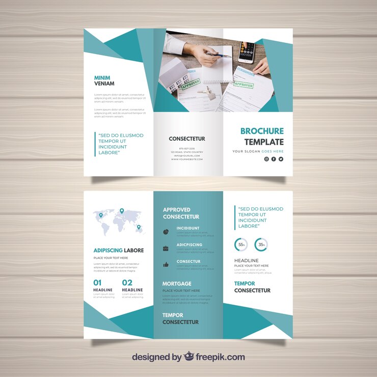 Vector gratuito tríptico comercial en estilo abstracto