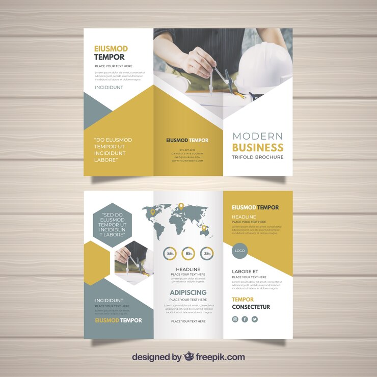 Vector gratuito tríptico de negocios en estilo abstracto