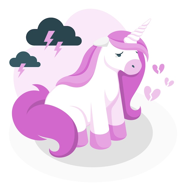 Triste ilustración del concepto de unicornio