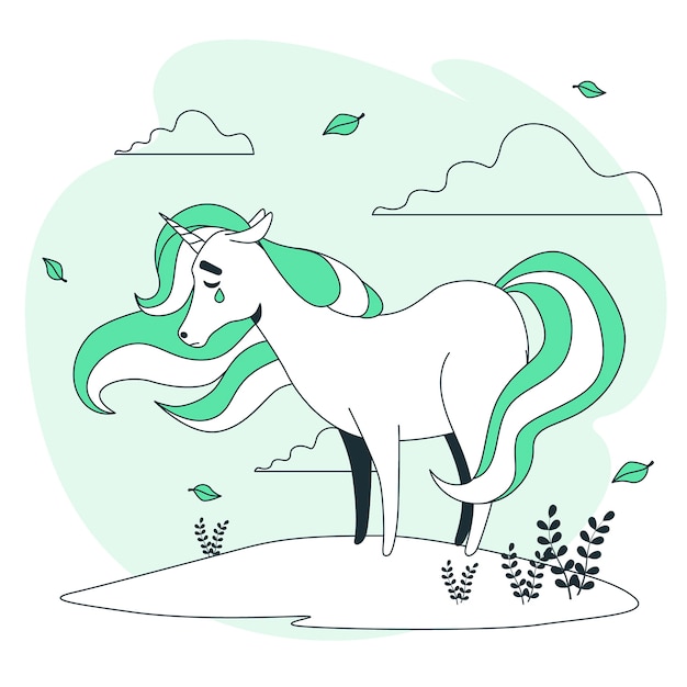 Triste ilustración del concepto de unicornio