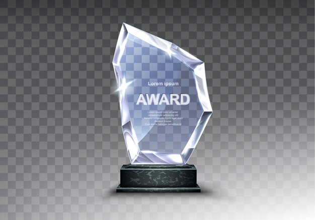 Trofeo de cristal o premio ganador de acrílico realista